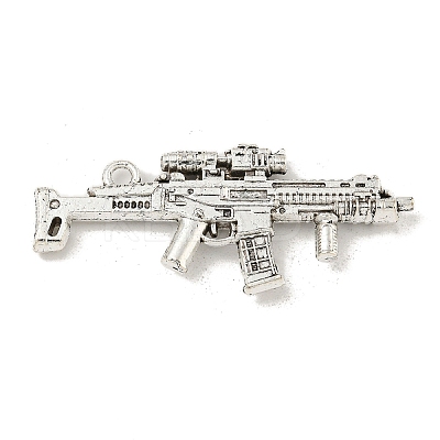 Tibetan Style Alloy Submachine Gun Pendants TIBEP-Q043-144-RS-1
