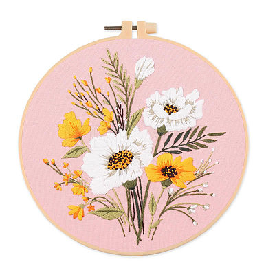 DIY Flower & Leaf Pattern Embroidery Kits SENE-PW0005-004E-1