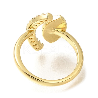 Eye Rack Plating Brass Micro Pave Cubic Zirconia Open Cuff Rings for Women RJEW-M022-23G-1