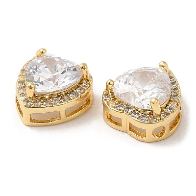 Brass and Clear Cubic Zirconia Pendants ZIRC-Q202-02G-1