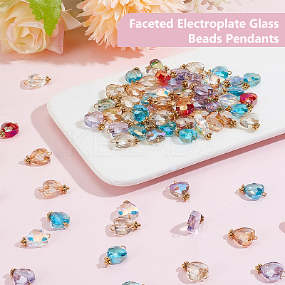 100Pcs Electroplate Glass Beads Pendants FIND-PH0008-59-1