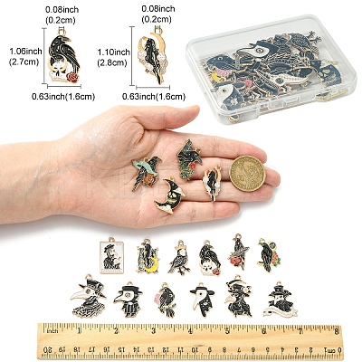 16Pcs 16 Styles Alloy Enamel Pendants ENAM-YW0004-93-1