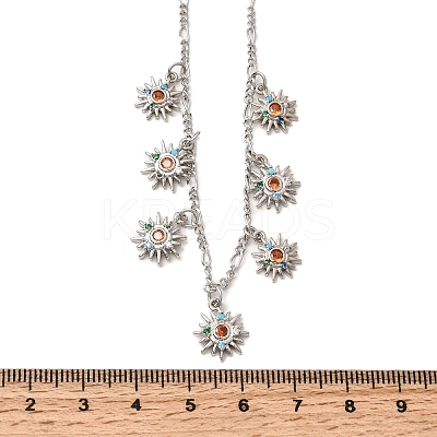 Brass Micro Pave Cubic Zirconia Sun Pendant Necklaces NJEW-B157-16P-1