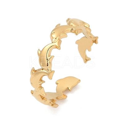 304 Stainless Steel Adjustable Open Cuff Rings for Women RJEW-Z089-04G-01-1