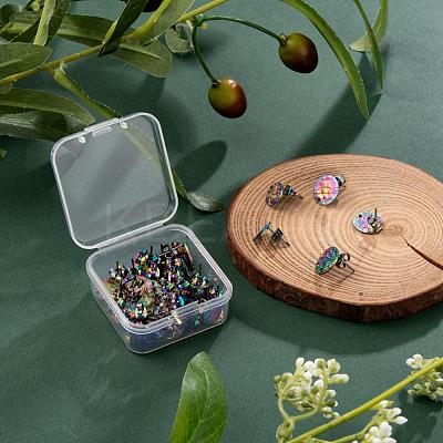 40Pcs 2 Style Ion Plating(IP) 304 Stainless Steel Stud Earring Findings STAS-LS0001-50MC-1