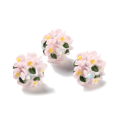 Luminous Polymer Clay Rhinestone Floral Ball Beads CLAY-U002-01E-1