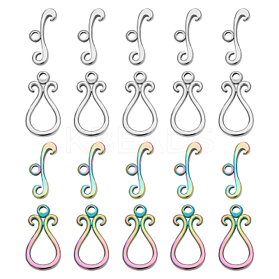 10 Sets 2 Colors 304 Stainless Steel Toggle Clasps STAS-SC0004-23-1