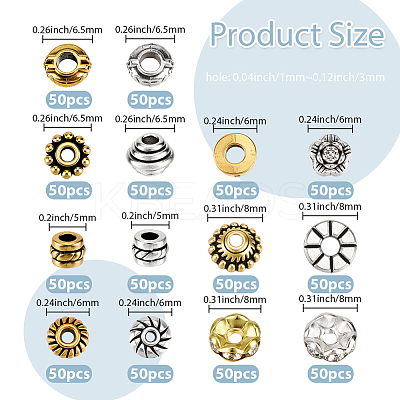 700Pcs 14 Styles Tibetan Style Alloy Beads FIND-PA0001-30-1