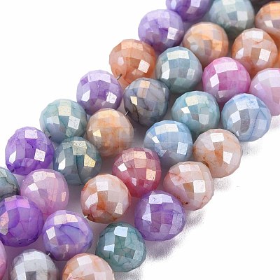 Opaque Baking Paint Crackle Glass Beads Strands EGLA-S174-19I-1