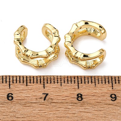 Brass Micro Pave Clear Cubic Zirconia Two-layer C-Shaped Cuff Earrings EJEW-D328-05G-01-1
