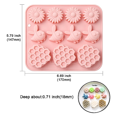 2Pcs Bees & Flower & Honeycomb Shape Silicone Molds ST-CJ0043-008-1