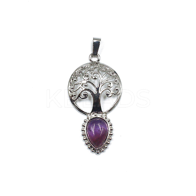 Natural Amethyst Teardrop Pendants FIND-PW0025-07P-27-1
