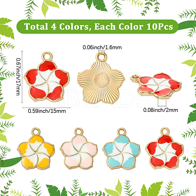 40Pcs 4 Colors Zinc Alloy Enamel Pendants ENAM-SC0009-96-1
