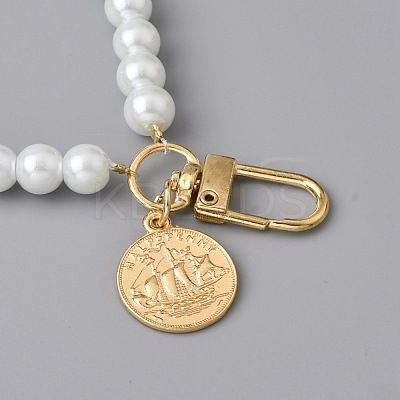 Glass Pearl DIY Keychains AJEW-WH0289-77-1