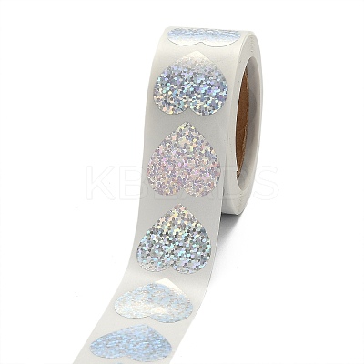 Heart Shaped Laser Stickers Roll DIY-K027-G01-1