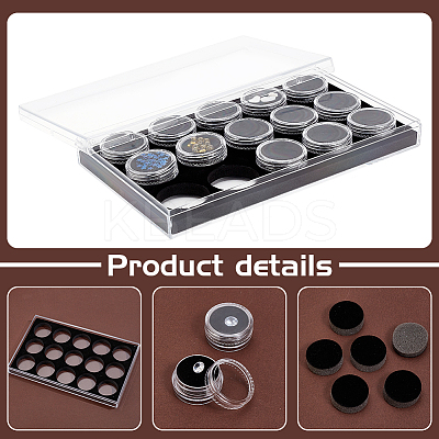 15 Slots Mini Round Plastic Jewelry Screw Top Bead Jars Sets with Velvet Inside AJEW-WH0472-42C-1