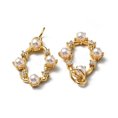 Plastic Imitation Pearl Pendants KK-P235-01G-1