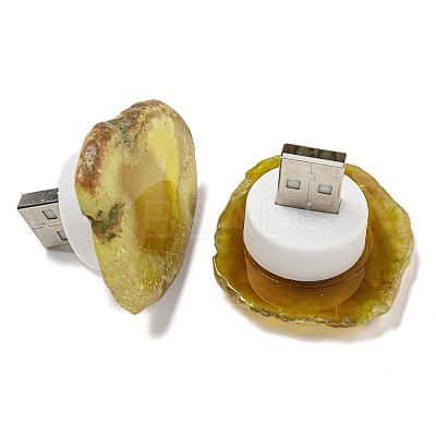 Dyed & Heatsd Natural Agate Slice USB Night Light Decoration G-Q170-10F-1