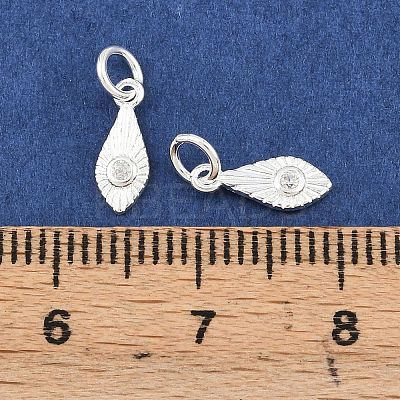 925 Sterling Silver Pave Clear Cubic Zirconia Feather Charms STER-A049-09S-1