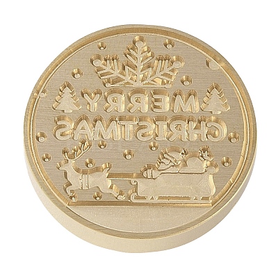 Merry Christmas Series Wax Seal Brass Stamp Head AJEW-M037-01G-01-1
