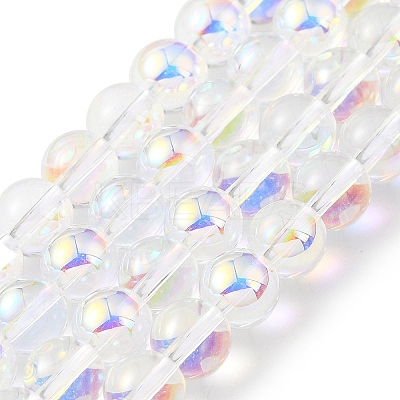 Transparent Electroplate Glass Beads Strands GLAA-T032-T6mm-C18-1