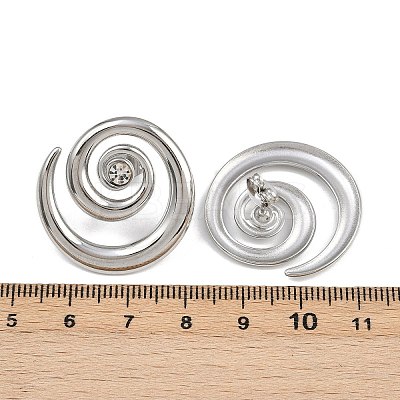 304 Stainless Steel Rhinestone Vortex Spiral Stud Earrings EJEW-K314-01P-1