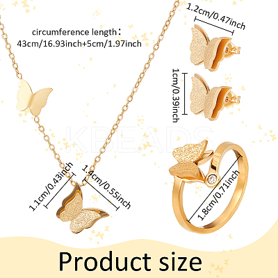 Stainless Steel Butterfly Jewelry Set SJEW-AN0001-54-1