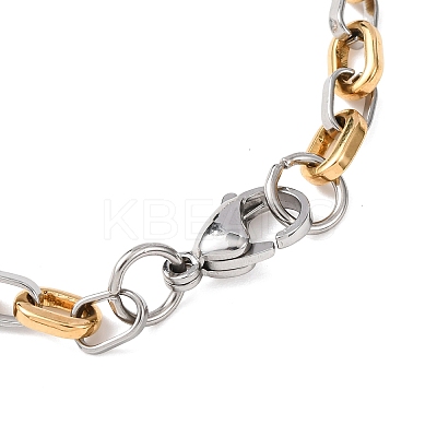 PVD Vacuum Plating 304 Stainless Steel Oval Link Chains Necklace STAS-E160-18GP-01-1