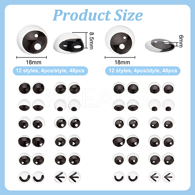 96Pcs 24 Style Glass Doll Craft Eyes Cabochons DIY-OC0011-82A-1