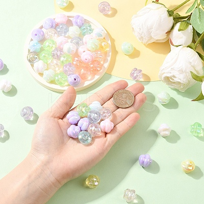 30Pcs Luminous Transparent Rainbow Iridescent Acrylic Beads LACR-YW0001-07-1