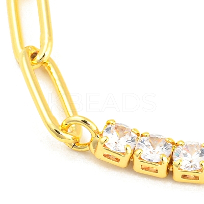 Clear Cubic Zirconia & Paperclip Chain Necklace for Girl Women Gift NJEW-A005-08G-1