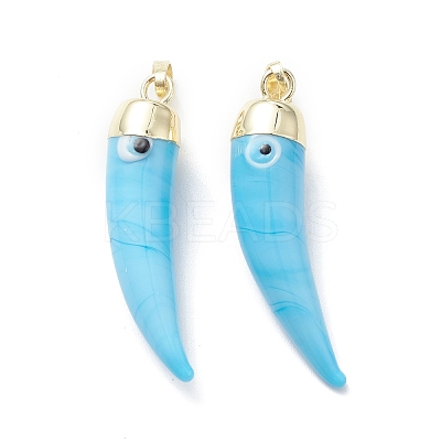 Handmade Evil Eye Lampwork Pendants LAMP-F031-01G-02-1