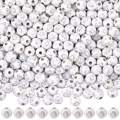 500Pcs Plating Acrylic Beads PACR-SP0001-09A-1