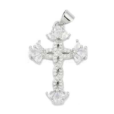 Brass Micro Pave Clear Cubic Zirconia Pendants KK-G522-51P-01-1