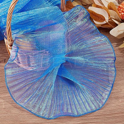 Polyester Organza Ruffled Pleated Lace Fabric Trim OCOR-WH0070-15B-1