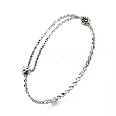 Non-Tarnish 304 Stainless Steel Twist Bangles for Women BJEW-M233-01P-1