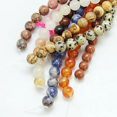 Natural & Synthetic Mixed Stone Beads Strands G-G151-12mm-M1-1