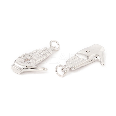 Brass Micro Pave Clear Cubic Zirconia Pendants ZIRC-P098-10P-1