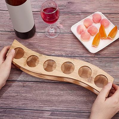 6-Hole Bamboo Glass Holder Display Racks ODIS-WH0025-71-1