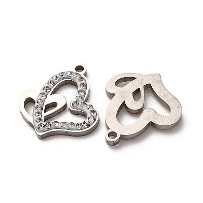 304 Stainless Steel Clay Rhinestone Pendants STAS-P406-17H-P-1