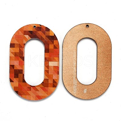 Printed Natural Basswood Big Pendants WOOD-S045-017-M-1