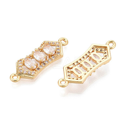 Brass Pave Clear Cubic Zirconia Links/Connector Charms KK-T077-68G-1