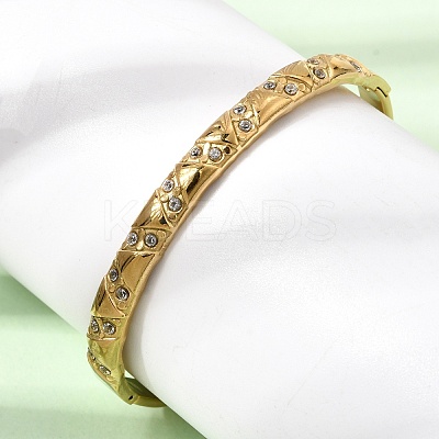 304 Stainless Steel Crystal Rhinestone Hinged Cuff Bangles for Women SA-CBA61B8-08G-1