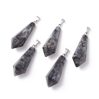 Natural Larvikite Pointed Pendants G-I314-02P-10-1