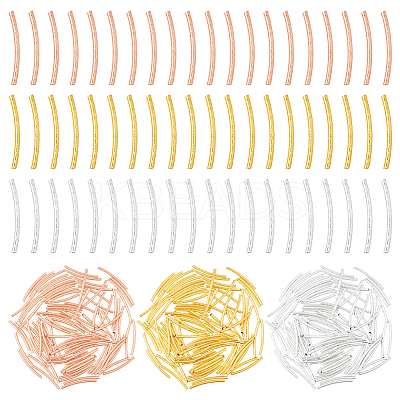 300Pcs 3 Colors Brass Curved Tube Beads KK-DC0004-29-1