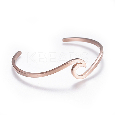 304 Stainless Steel Cuff Bangles BJEW-G611-01RG-1