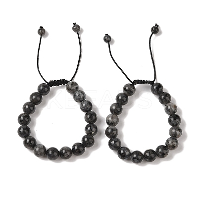 10mm Round Natural Larvikite Braided Bead Bracelets BJEW-C067-01C-07-1