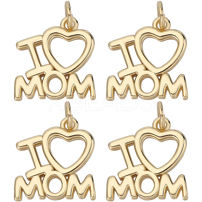 8Pcs Mother's Day Rack Plating Brass Charms KK-BBC0013-94-1