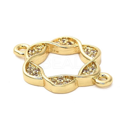 Brass Micro Pave Clear Cubic Zirconia Hollow Flower Connector Charms KK-L229-058G-1