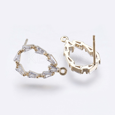 Brass Stud Earring Findings X-KK-I617-31G-NR-1
